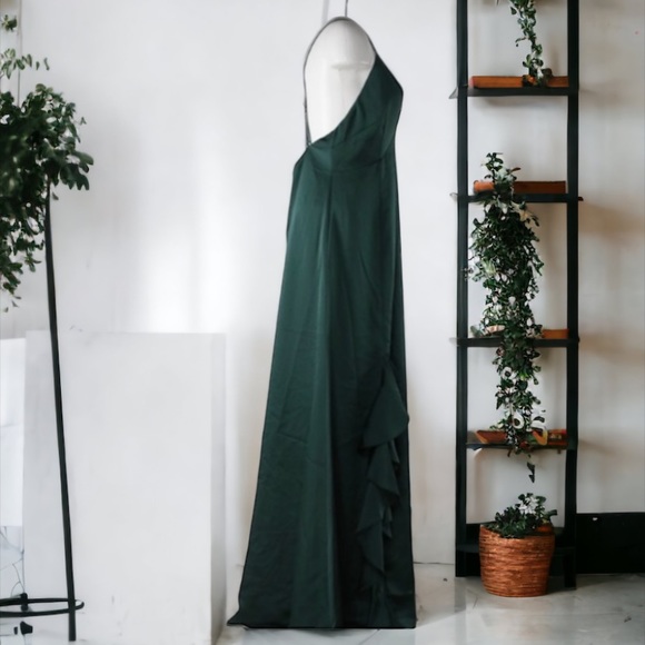 KEEPSAKE the label INFINITY SILKY RUFFLE EMERALD GREEN GOWN - Picture 4 of 12
